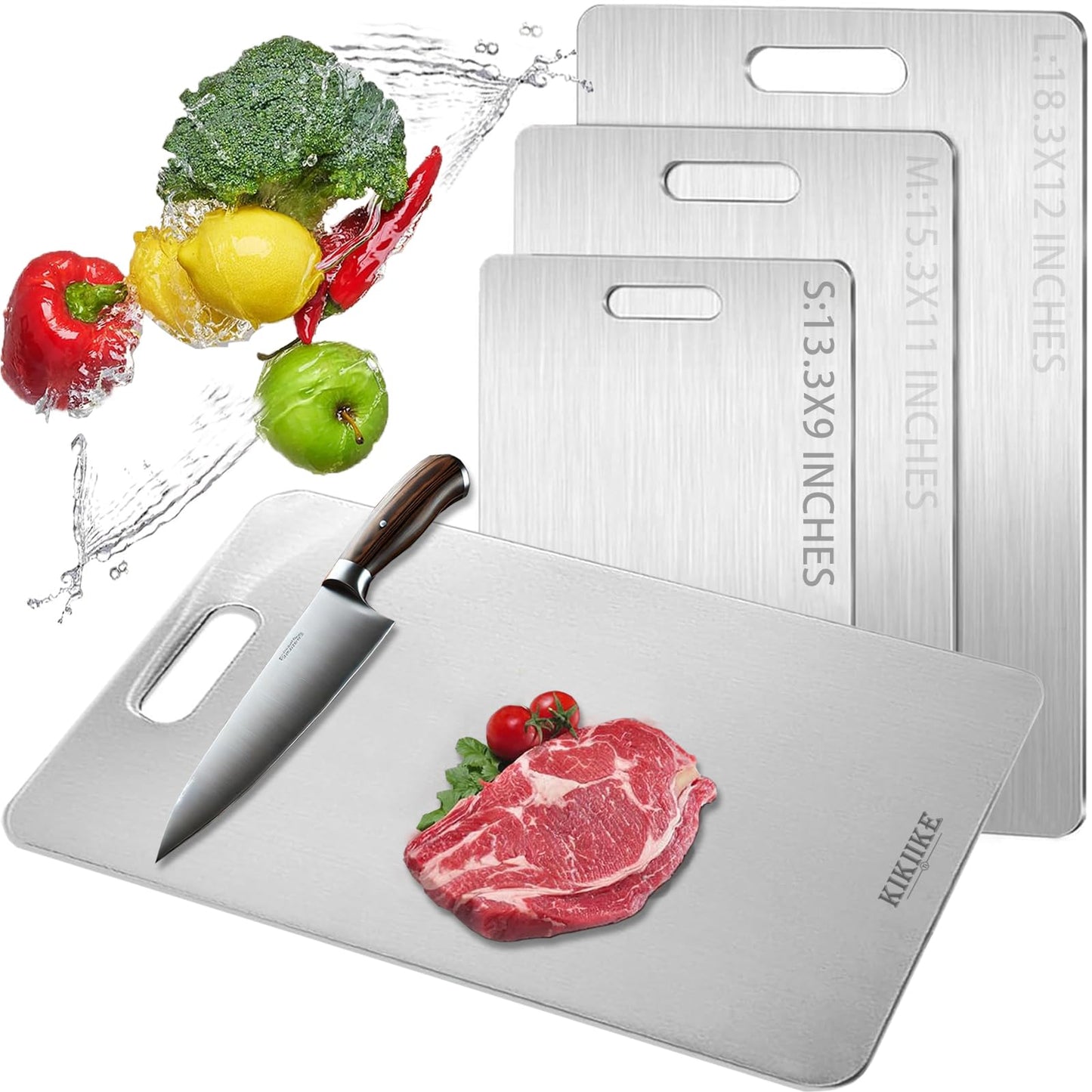 Titanium Cutting Board Double-Sided 100% Pure Titanium Cutting Boards for Kitchen - Food-Grade titanware chopping boards Non-Stick Durable and easy to clean (13.3 x 9 in)1 Piece