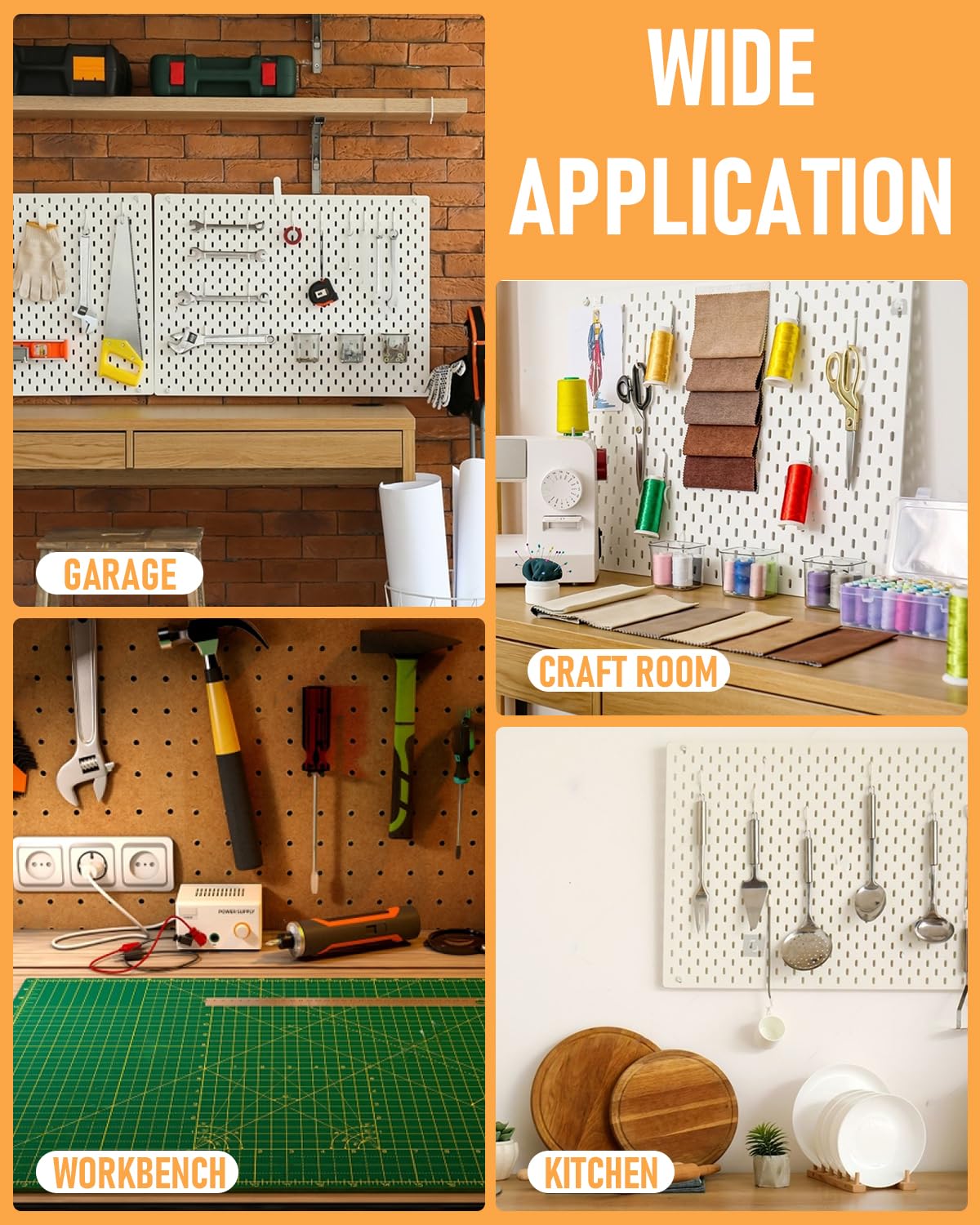 INCLY 1/4" Pegboard Hooks Set for Hanging Tools, 206PCS Heavy Duty Peg Hook Hanger & Holder Only Fit 1/4 Inch Pegboard for Craft Assortment Garage Organizer Bins Attachment Peg Board Accessories
