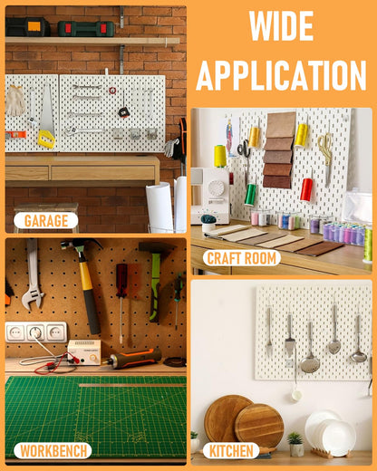 INCLY 1/4" Pegboard Hooks Set for Hanging Tools, 206PCS Heavy Duty Peg Hook Hanger & Holder Only Fit 1/4 Inch Pegboard for Craft Assortment Garage Organizer Bins Attachment Peg Board Accessories