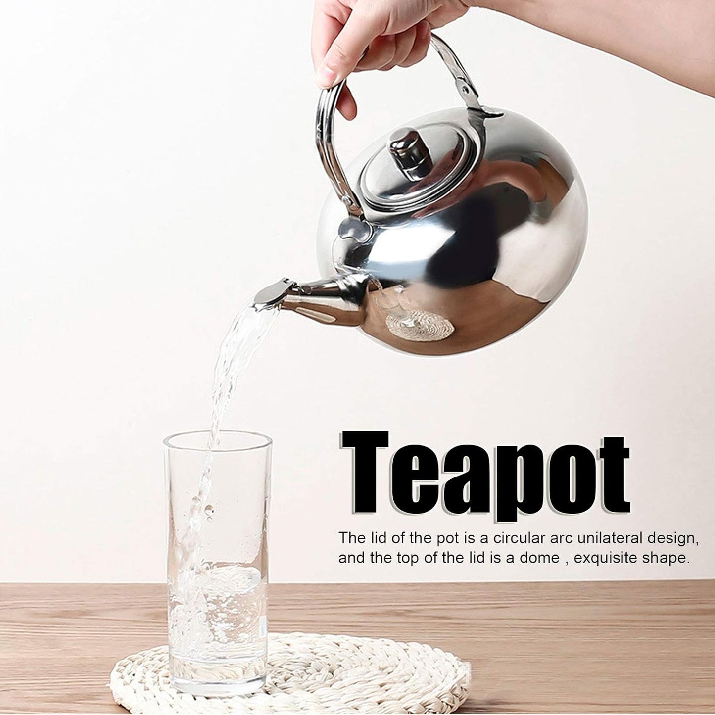 Tea Kettle for Stovetop, Stainless Steel Teapot with Filter, Flat Bottom Induction Cooker Water Kettle (Silver 14CM)