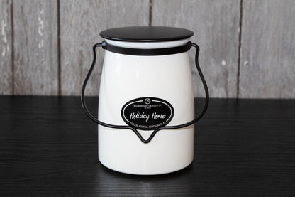 Milkhouse Candle Company Holiday Home Soy Candle - Red Apple | Cinnamon & Clove | Vanilla & Pine Scented - 22 oz Butter Jar with Lid, 120+ Hour Burn Time, Made in the USA