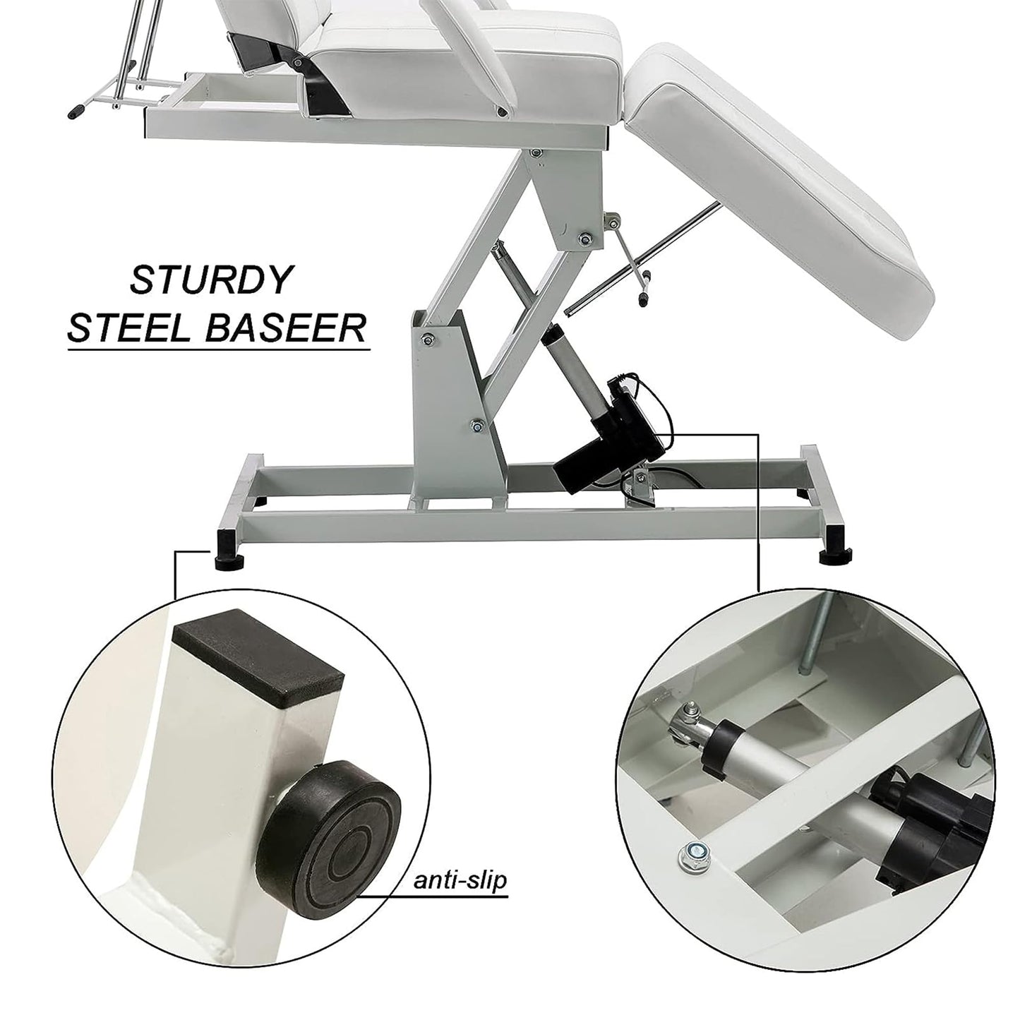 BarberPub Salon SPA Massage Bed Tattoo Chair Facial Adjustable Table Beauty Equipment 0100 (White)
