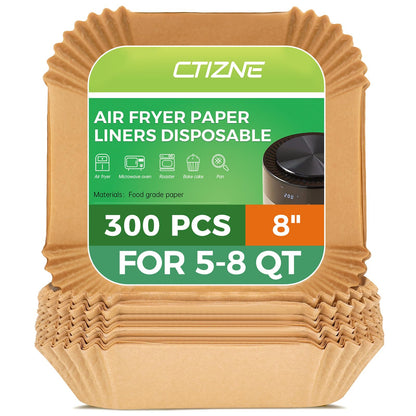Air Fryer Disposable Paper Liners - 150Pcs 8In Square Parchment Paper Non-Stick Airfryer Basket Liners for Steamer Microwave Oven, Deep Fryer Parts & Accessories