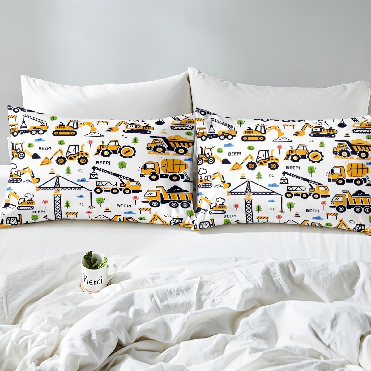 Sets Set Feelyou Construction Truck Bedding Kids Boys Cartoon Excavator Vehicle Tractor Cars Bed Sheets King Size