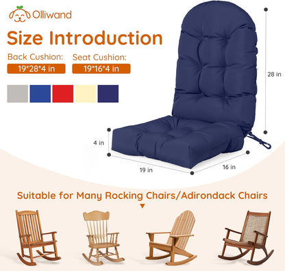 44x19 Inch, Adirondack Chair Cushions Outdoor - Waterproof Rocking Chair Cushions for Wooden Rocking Chairs & Glider