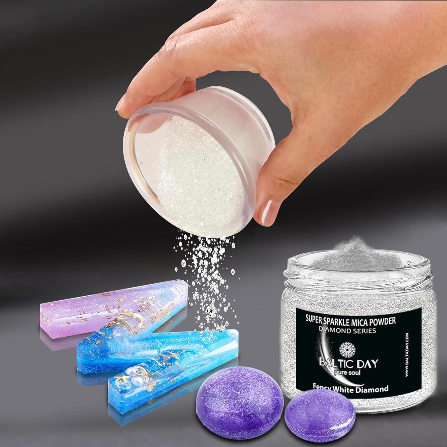 BALTIC DAY Diamond Dust – 6 Color Luxury Glitter Set for Epoxy Resin – Ultra Sparkle Mica Powder for Crafts, Tumblers, Jewelry & Art – Brilliant Crystal Shimmer Pigments