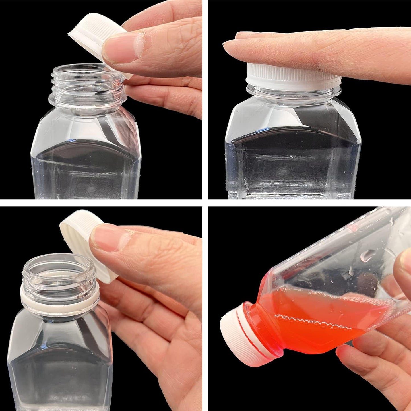 MYYZMY 3 8 Pcs Ounce Plastic Juice Bottles, Reusable Bulk Beverage Containers for Juice, Milk and Other Beverages