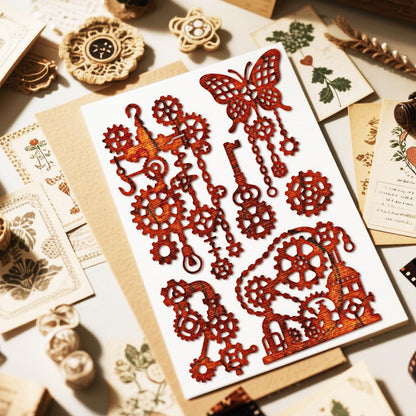 MAYJOYDIY Gear Frame Metal Die Cuts Steampunk Gear Machine Cutting Dies Machine Butterfly Embossing Stencils Scrapbooking Tool for DIY Scrapbooking Craft Card Making Album Gift Decor