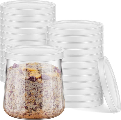24 Tessco for you Pieces Yogurt Container Lids Clear Plastic Jar Lids Not Included Jar Replacement Compatible with Oui