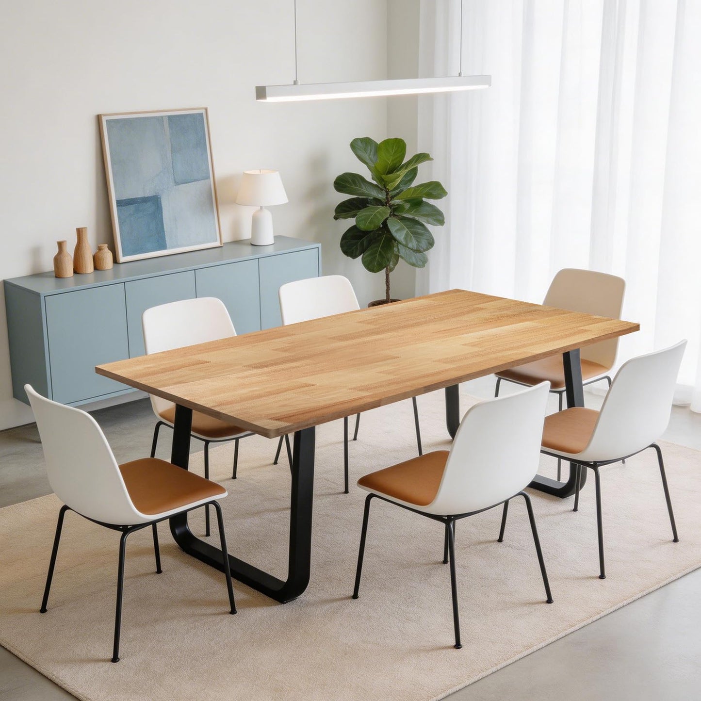 60 x 30in Solid Rubber Wood Butcher Block Table Top – 1 Inch Thick Natural Light Finish for Standing Desk, Office Table, Workbench, Kitchen Island & DIY Furniture Projects