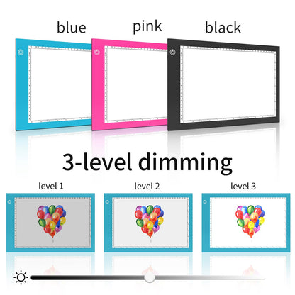 Light Box Drawing Pad, Tracing Board with Type-C Charge Cable and Brightness Adjustable for Artists, AnimationDrawing, Sketching, Animation, X-ray Viewing (A4-P-Blue-New)