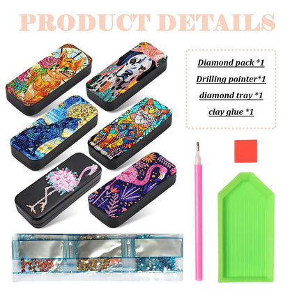 Leatrice 6pcs 5d Diamond Art Kits for Adults Small Diamond Painting Kit Gem Art Paint by Diamonds Dots Eyeglasses Case DIY for Beginner Women
