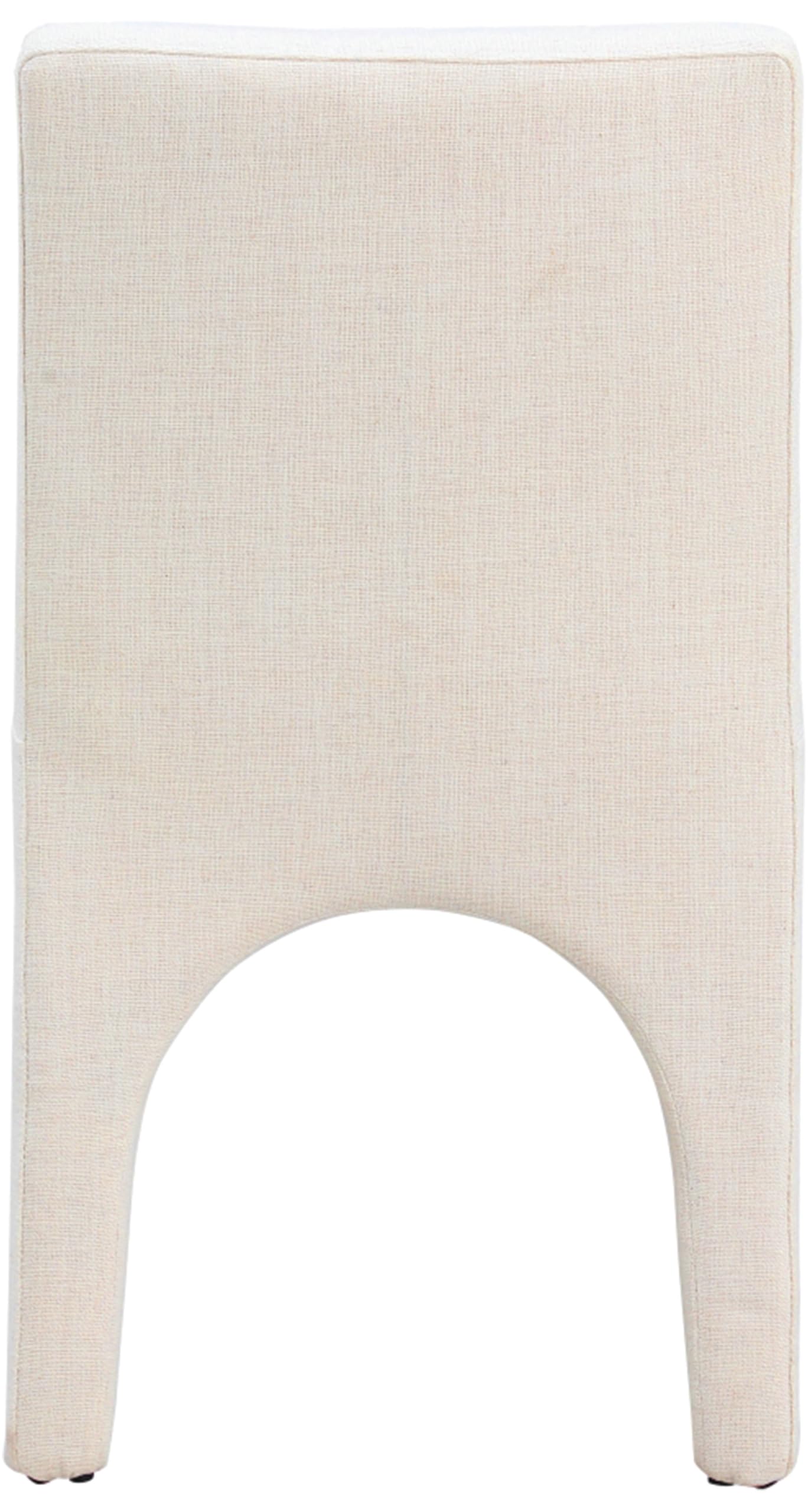 Meridian Furniture 753Beige-C Gramercy Collection Art Deco Dining Chair with Rich Beige Linen Textured Fabric with Weave, Arched Iron Inner Frame, 18.5" W x 23.5" D x 33" H, Beige, Set of 2