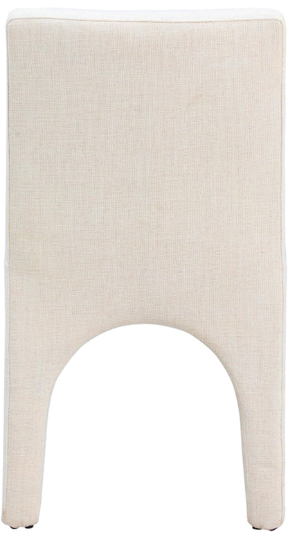 Meridian Furniture 753Beige-C Gramercy Collection Art Deco Dining Chair with Rich Beige Linen Textured Fabric with Weave, Arched Iron Inner Frame, 18.5" W x 23.5" D x 33" H, Beige, Set of 2
