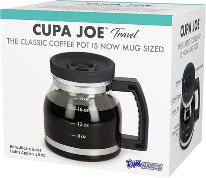 20oz Cupa Joe Coffee Mug Borosilicate Glass Diner Pot Mug with Spill-Proof Lid Funny Novelty Gift for Coffee Lovers