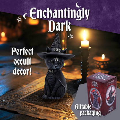 Nemesis Now Figurine Decor, Detailed Hand-Painted Polyresin, Black - Purrah Witches Hat Gothic Satanic Cat