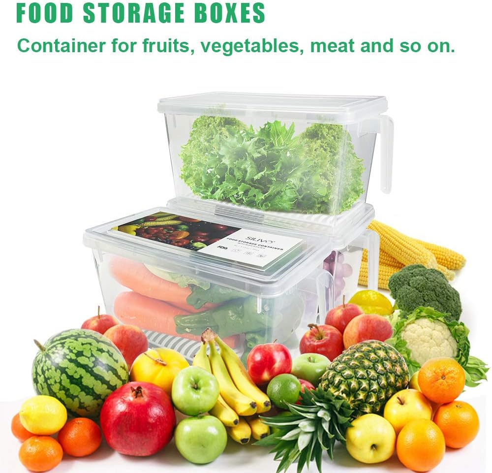 Fridge(3 Pack)- 4.5L SILIVO Lettuce Keeper for Vegetable Storage Containers for Refrigerator with Drain Tray Keep Fresh
