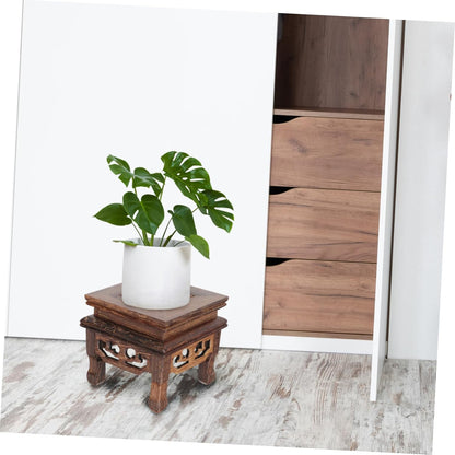 YARNOW Base Flower Pots for Indoor Plants, Wooden Decor, Small Stool for Plant, Brown Flowerpot Stand