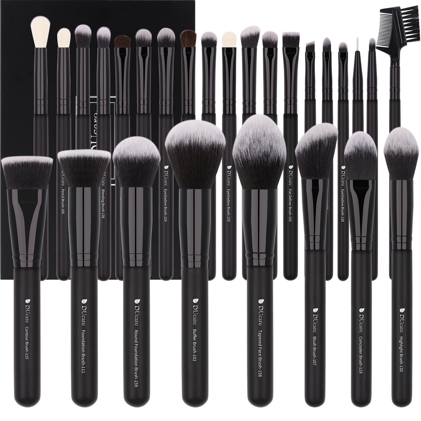 DUcare Makeup Brushes Set Professional 27Pcs Makeup Brushes Premium Synthetic Kabuki Foundation Blending Face Powder Blush Concealers Eye Shadows Make Up Brushes Kit White