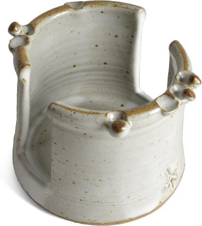 Anthony Stoneware Sponge Holder, Handmade American Pottery, Each One Unique, White/Gray