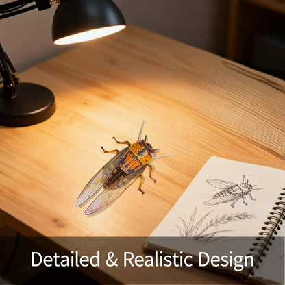 HELLOTOY 3D Acrylic Insects Puzzles DIY Bug Model Kit for Teenagers Educational Display Nature Decoration Figurine Sculpture (Cicada)