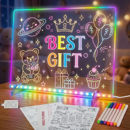 Led Drawing Board,13 Light Effects, Include Adapter, Drawing Paper, Glow Doodle LED Note Board with Colors, Neon Light Up Drawing Tablet, Gifts for Kids, Easter Gifts for Girls, Birthday Gift Ideas