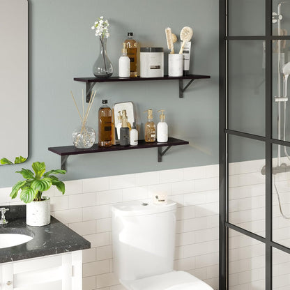 23.6 Inch Set 2, DINZI LVJ Long Wall Shelves, Wall Mounted Shelves of Easy-to-Install, Storage Ledges with Sturdy Metal