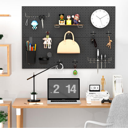 Daanxw Peg Board Kit, Includes Pegboard and Accessories,with Hooks and Bins,Peg Board Wall Organizer for Office,Ornaments Display,Crafts Organization (129, Black)