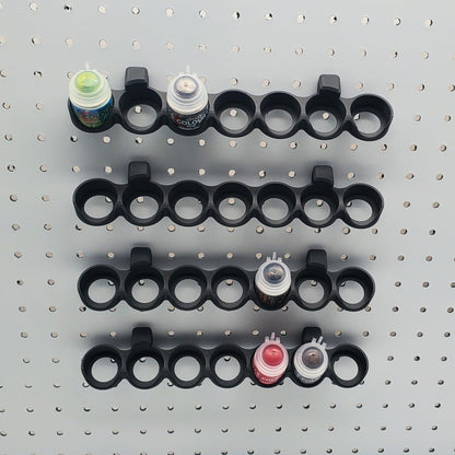'Just Hanging' 1/4" Pegboard Paint Holder Hook, Compatible with Citadel Paints up to 32.5mm Diameter Pots, Storage for D&D Miniature Crafters (4, Matte Black)