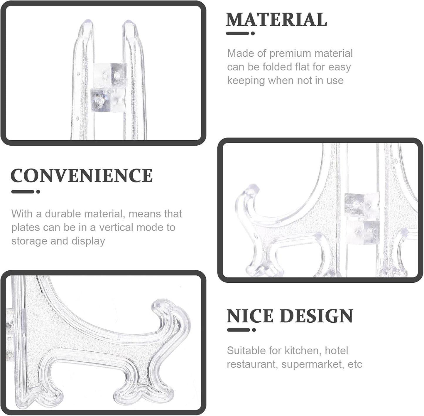 12pcs Clear Acrylic Easel Stands for Desk, Monitor, Book, Picture Frame, Novel Display, Plate Display Bracket