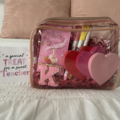 PACKISM Valentine's Day Gifts for Him Her - Clear Makeup Bag with Frame, 2 Pack TSA Approved Toiletry Bag Quart Size Bag, Travel Makeup Cosmetic Bag for Women Clear Toiletry Bag, Rose Red