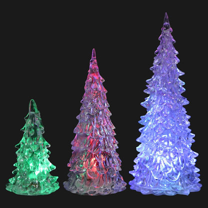 3 Beaupretty Pieces Lighted Christmas Tree Figurine Color Changing LED Acrylic Holiday Tree Christmas Table Top