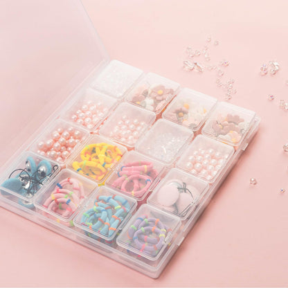 CINDALOG 2PACK Bead Storage Containers, 32 Grids Clear Plastic Bead Organizer Craft Organizers and Storage Box with Secure Hinged Lid for Jewelry Charms, Nail Jewelry Rhinestones, DIY Supply Case