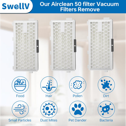 SwellV 3 Pack AirClean 50 Replacement Filter Compatible with Miele AirClean SF-HA 50 Filter for Model # S4, S5, S6, S8, S4000, S4999, S5000, S5999, S6000, S6999, S8000, S8999,Complete C2 & C3