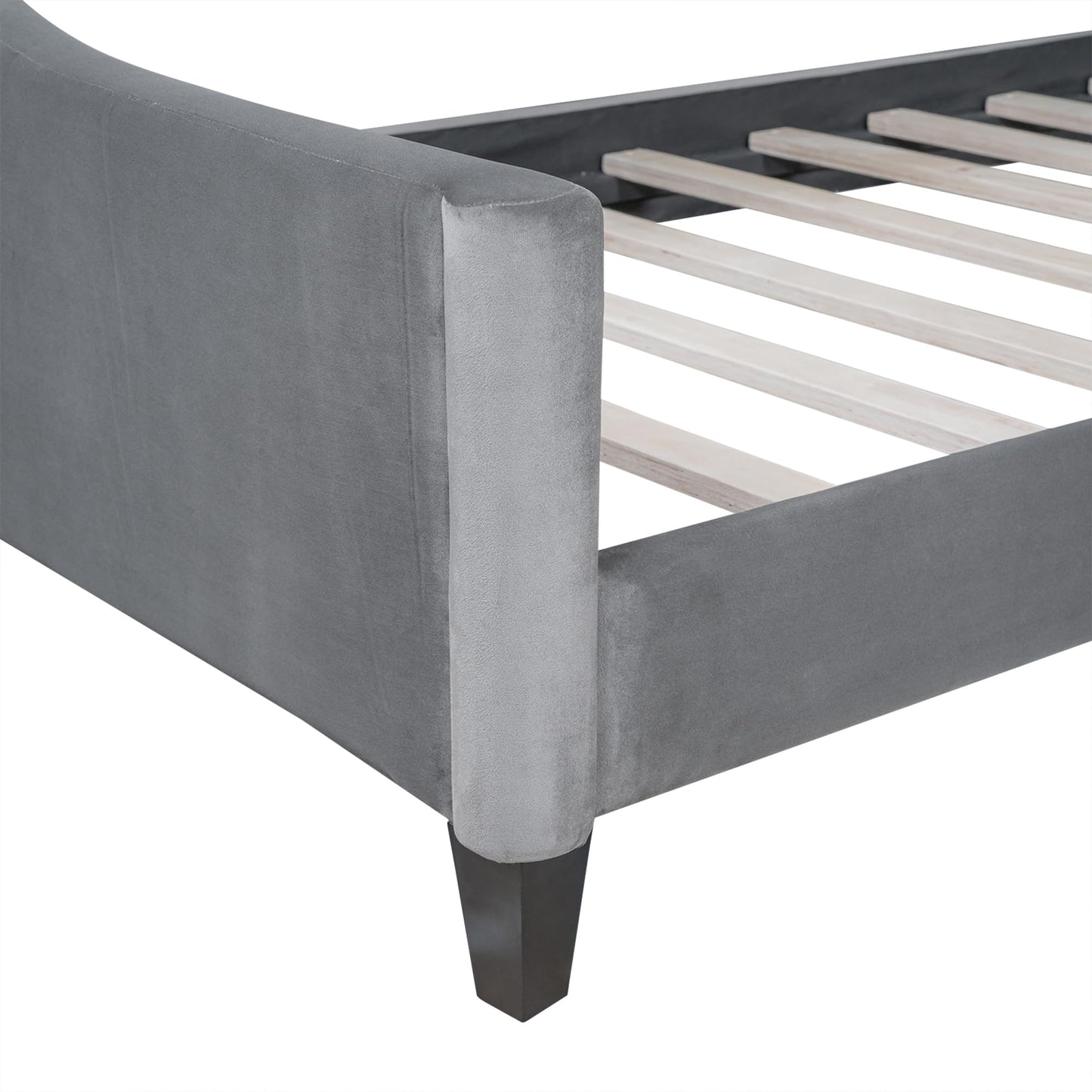 Ball & Cast Twin Size Daybed,Velvet Upholstered Day Bed Frame with Button Tufted Backrest,Modern Sofa Bed for Living Room, Bedroom,Guest Room,No Box Spring Needed,Gray