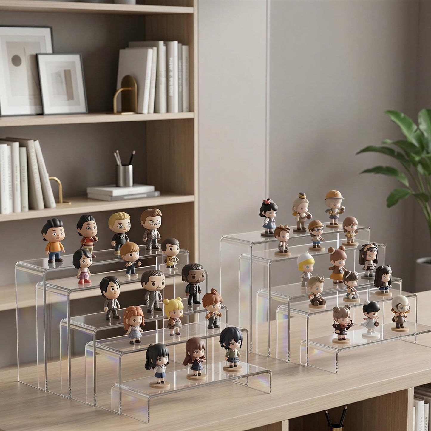Fixwal 10pcs 2 Set Acrylic Risers for Display Clear Perfume Organizer Stands Acrylic Display Risers for Show Figures, Cupcake, Jewelry, Toys, Perfume and More (Large Size)
