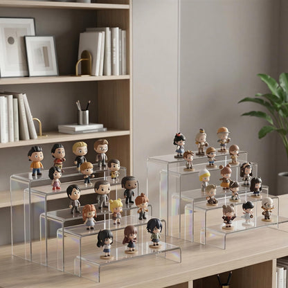 Fixwal 10pcs 2 Set Acrylic Risers for Display Clear Perfume Organizer Stands Acrylic Display Risers for Show Figures, Cupcake, Jewelry, Toys, Perfume and More (Large Size)