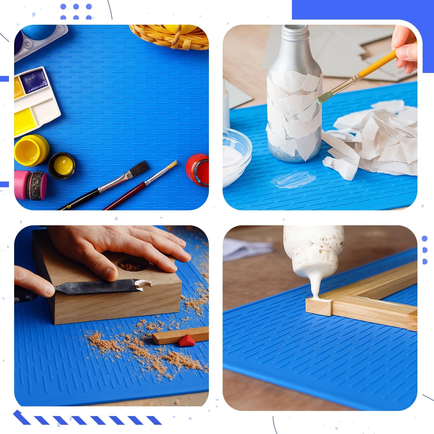 Breling 30"x20" Large Silicone Glue Mat, Thick 3.2mm, Heat Resistant Mat for Crafts, Projects, Tabletop - Easy to Clean Silicone Mats, Non-slip Surface - Rolls up for Convenient Storage