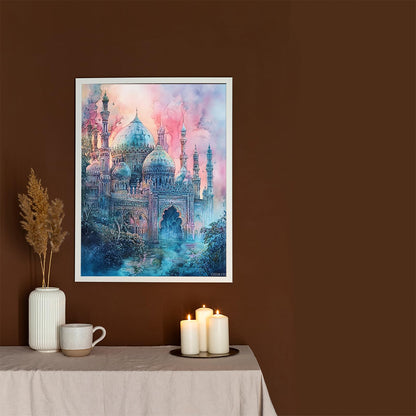 DIY Diamond Painting Muslim Islamic, Full Round Drill Kits Mosaic Art for Adults Relax Home Wall Decor Festival Gift 12x16 inch