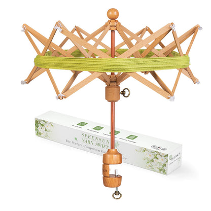 SPEENSUN Wooden Yarn Swift, 4-Step Easy Setup Yarn Umbrella Perfect Match with Yarn Winder, Durable Wood Construction, Foldable Design, Best Christmas Gifts for Knitters & Crocheters