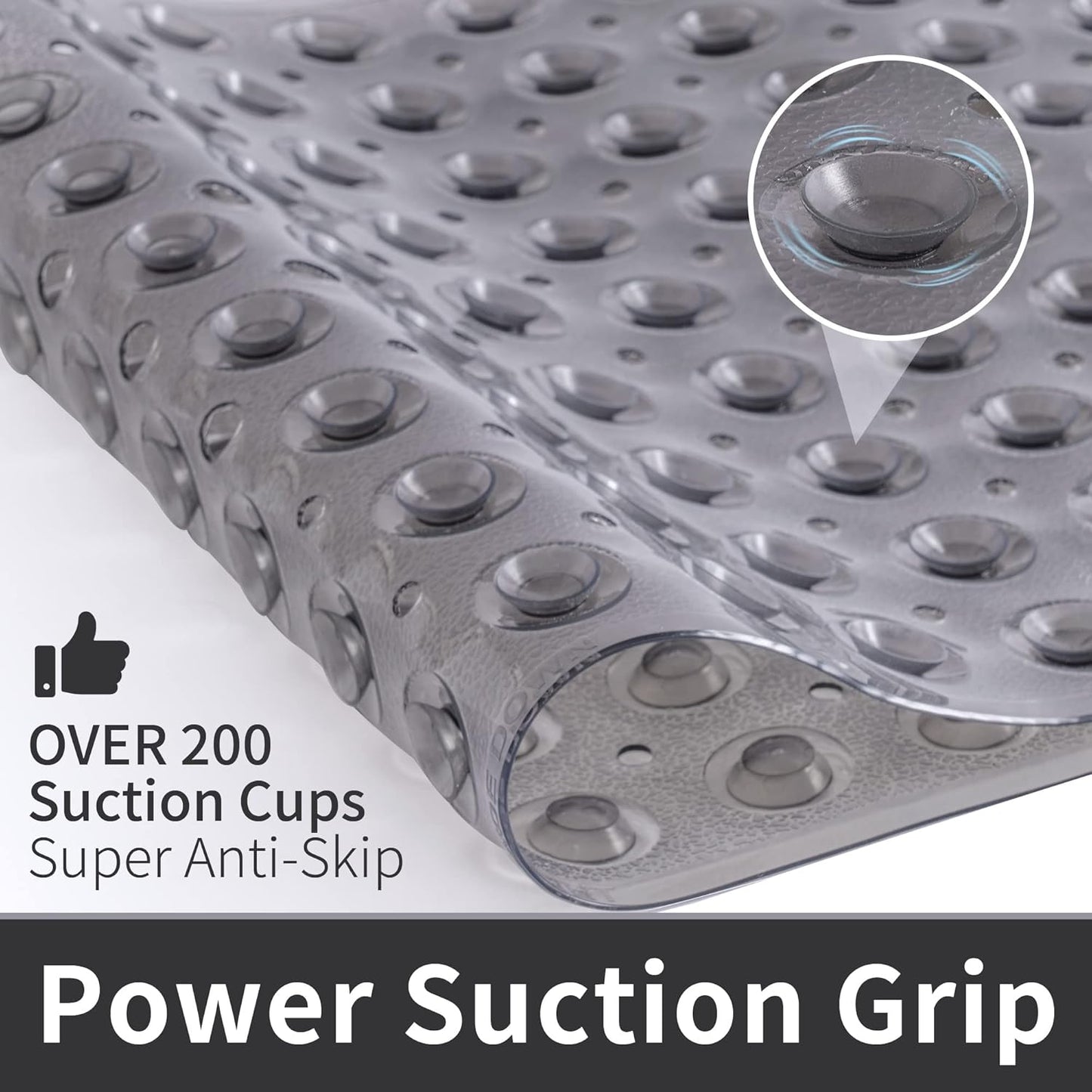 16 39 ROSMARUS Extra Long x Non-Slip Bathtub Mat, Shower Mat for Tub with Suction Cups and Drain Holes Bathtub Mats