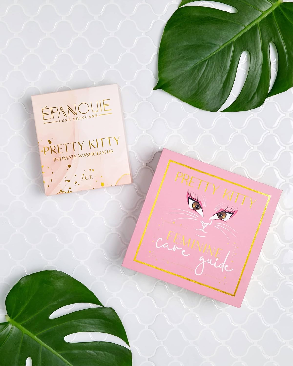 PANOUIE 100% 3-Pack E Skin | Pretty Kitty Intimate Care | Botanical Feminine Hygiene | Intimate Washcloths | Bamboo