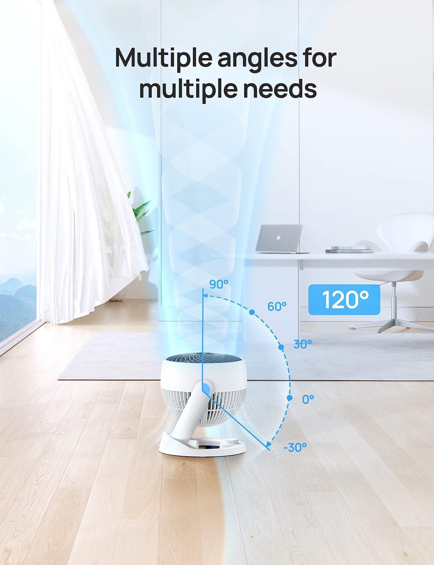 Dreo Fan for Bedroom, 12 Inches, 70ft Powerful Airflow, 28db Quiet Table Air Circulator Fans for Whole Room, 120° Adjustable Tilt, 3 Speeds, Desktop Fan for Home, Office, Kitchen