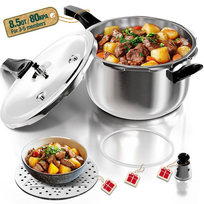 WantJoin Pressure Cooker, 8 Quart Stainless Steel Pressure Canner, Induction Compatible Cookware with Spring Valve Safeguard Devices,Compatible with Gas & Induction Cooker