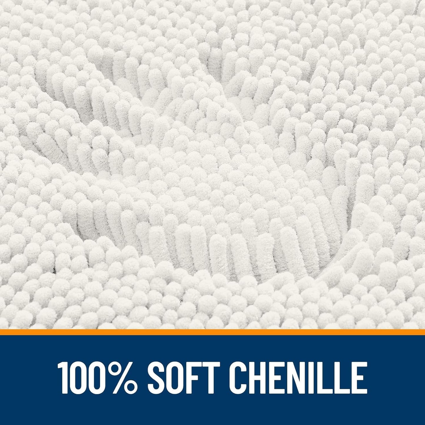 OLANLY Large Bathroom Rugs - Extra Soft Chenille Bath Mats | Quick Dry, Machine Washable, Ivory 59x35