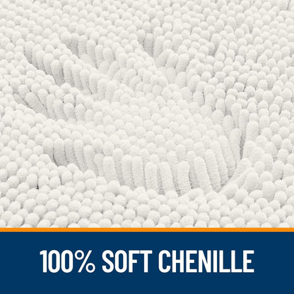 OLANLY Bathroom Runner Rug - Extra Soft Chenille, Quick Dry, Machine Washable | 47x20 Inches, Ivory