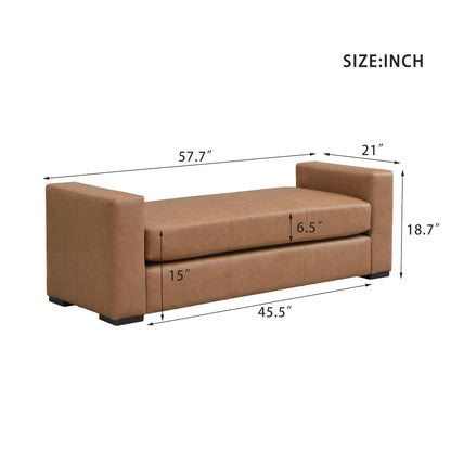 Christopher Knight Home Mosley Faux Leather Upholstered Ottoman Bench, Rectangular Foot Stools Ottoman, Wooden Ottoman Footrest, Bedroom End of Bed Footstool, Living Room Sofa Extra Seat, Brown