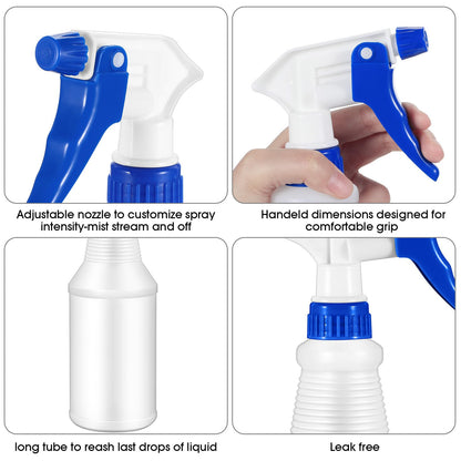 Yinder 18 Pcs 16 Oz Plastic Spray Bottle Bulk Empty Refillable Spray Bottles for Cleaning Solution Leak Proof Water Sprayer with Adjustable Nozzle Mist/Stream Mode(Red, Blue, Green)
