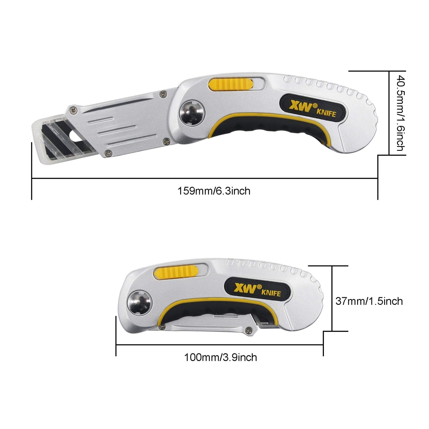 XW Folding Carpet Knife, Razor Blade Heavy Duty Utility Knife with Protective Cap, Extra 5 Blades Included