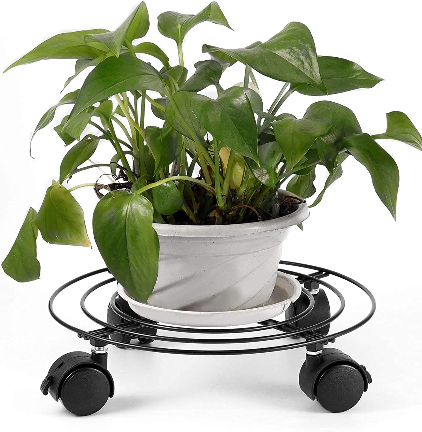 4 10.6 Inches ZOENHOU PCS Metal Plant Caddy with Wheels, Round Metal Rolling Plant Stand Base for Indoor, Outdoor